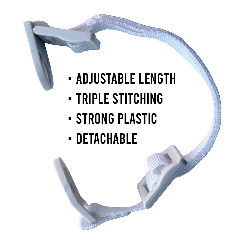 Strap Stop Heavy Duty Plastic TV Safety Straps (Pack of 4) — Made in UK Anti Tip TV & Furniture Straps — Hold Off 400 lbs Load, Essential Hardware Included & Fit Most Flat Screen TVs (White)