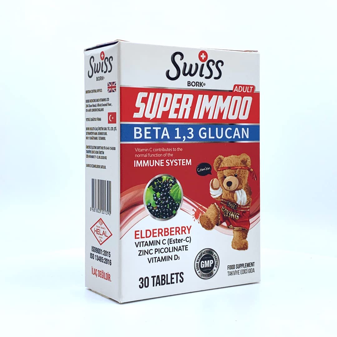 SWISS BORK Elderberry, Zinc & Vitamin C Supplement 30 Tablets