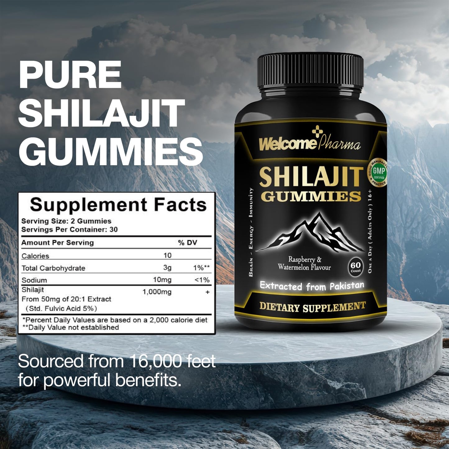 Welcome Pharma Pure Shilajit 60 Gummies β 1000mg