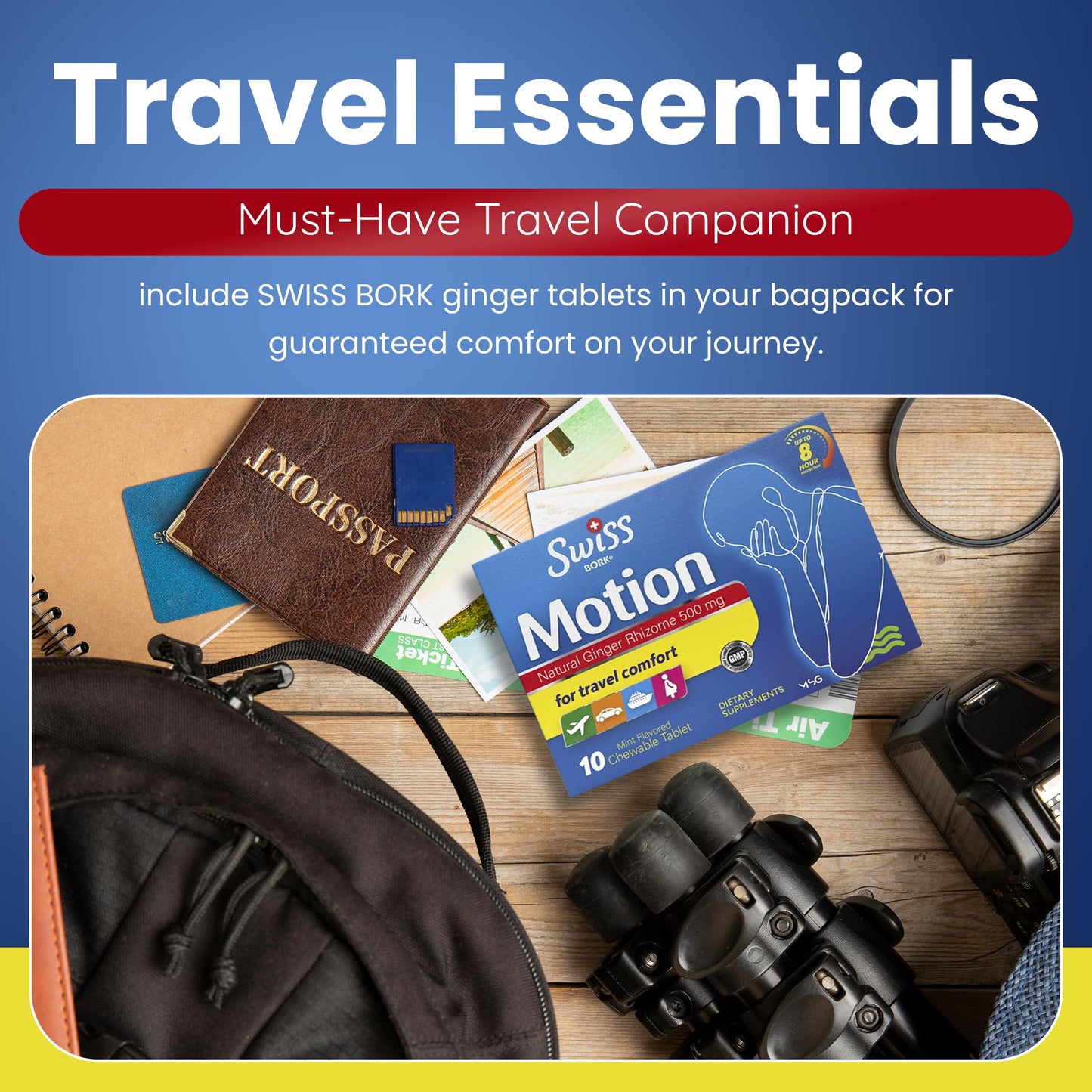 Travel Sickness Tablets Ginger chewable Tablets for Nausea Relief, Travel Sickness 10s