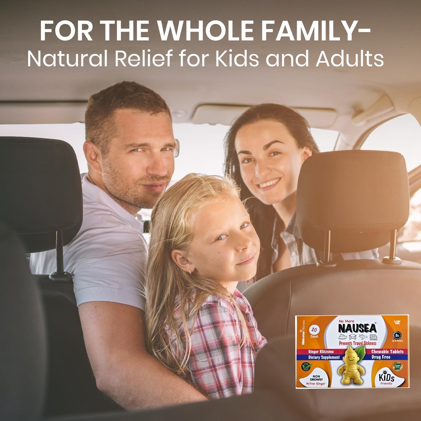 Travel Sickness Tablets β Ginger Tablets for Nausea Relief, Morning Sickness & More β Chewable Motion Sickness Tablet for Kids and Adults (20PCS)