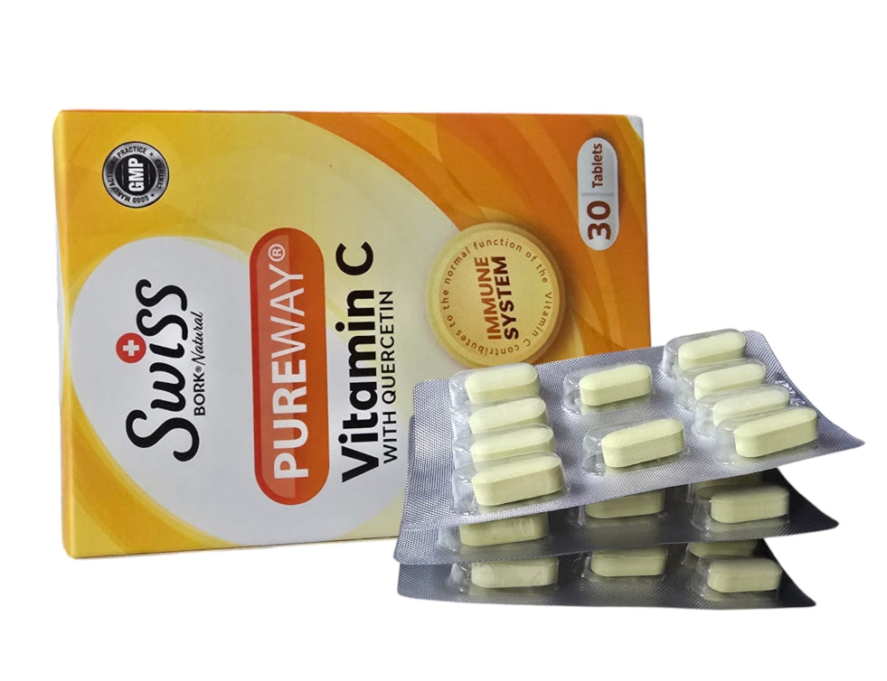 Swiss Bork Natural PureWay® Vitamin C with Quercetin – Immune Support, 1000mg, 30 Tablets
