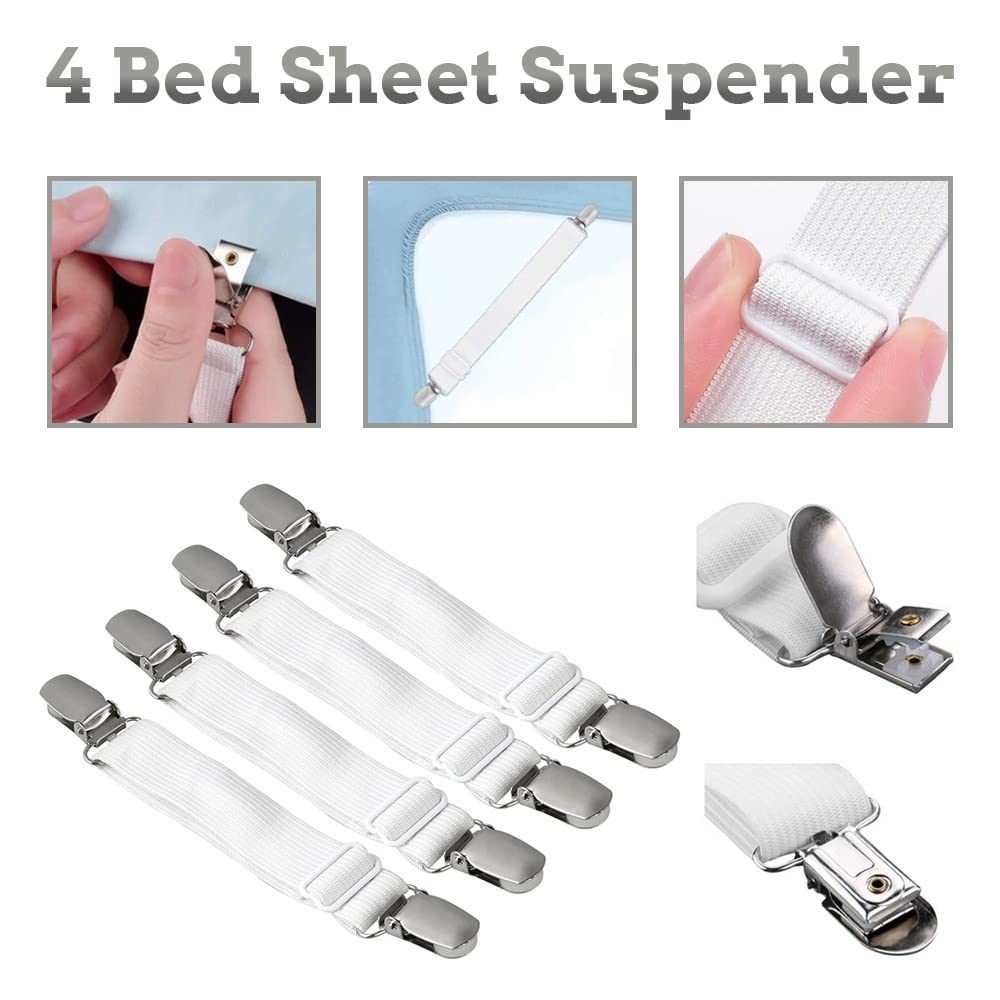 STRAP STOP Rust Proof Nickel Plated Bed Sheet Grippers (Set of 4)
