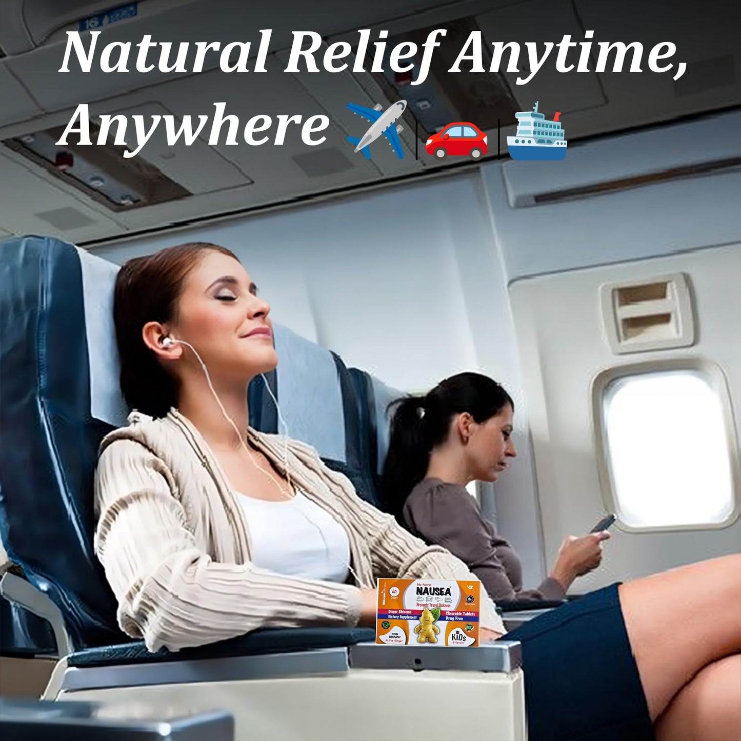 Travel Sickness Tablets — Ginger Tablets for Nausea Relief, Morning Sickness & More — Chewable Motion Sickness Tablet for Kids and Adults (20PCS)