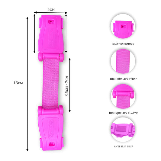 The Original STRAP STOP Anti Escape Car Seat Strap Crash Tested— UK Made, (Pink)
