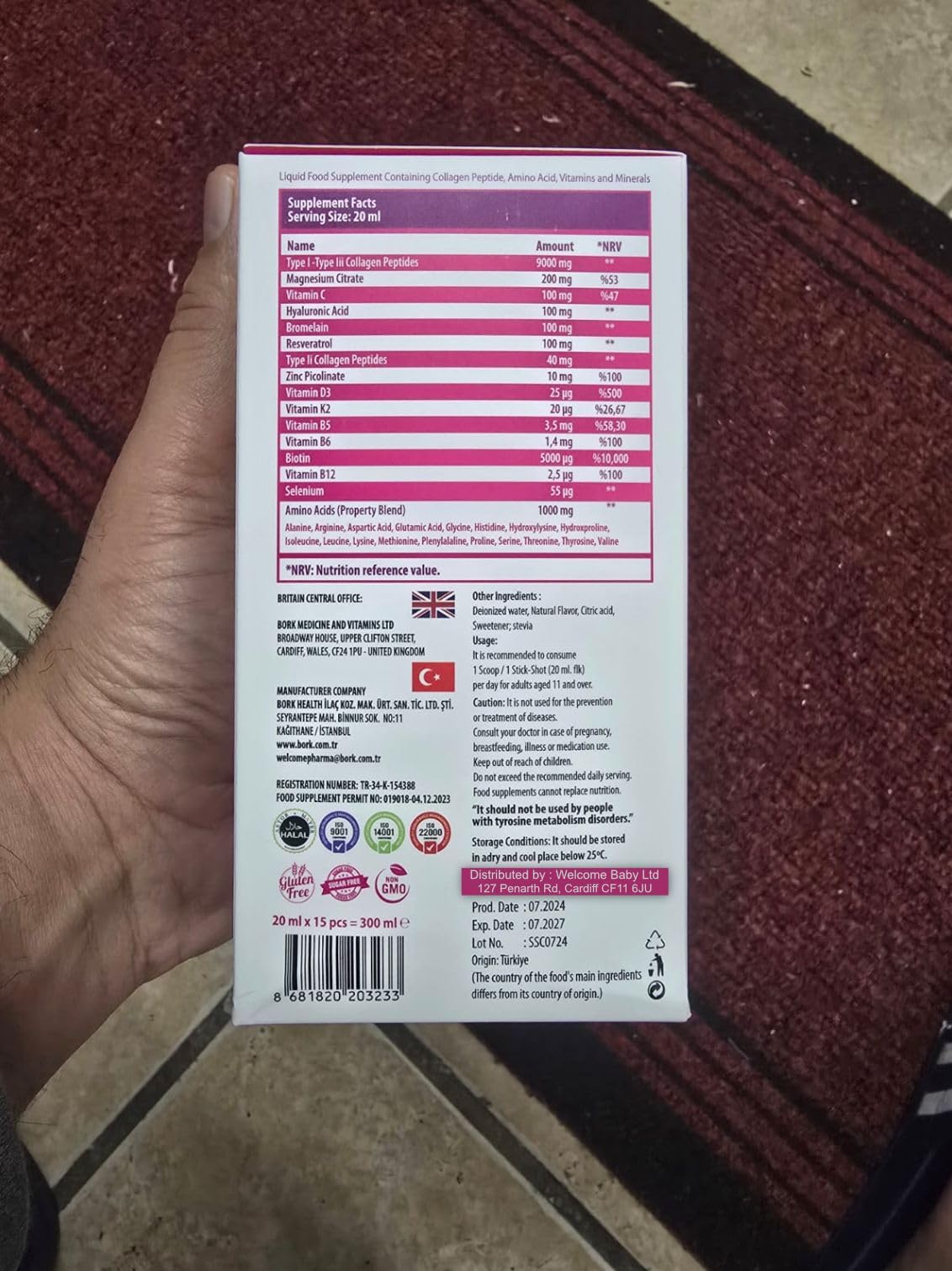 Swiss Bork Sugar-Free Liquid Collagen Shots — Collagen 10000mg (15  x 20ml)
