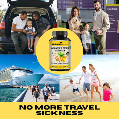 Welcome Pharma Sugar-Free Soothing Ginger 60 Gummies for Nausea & Travel Sickness Relief