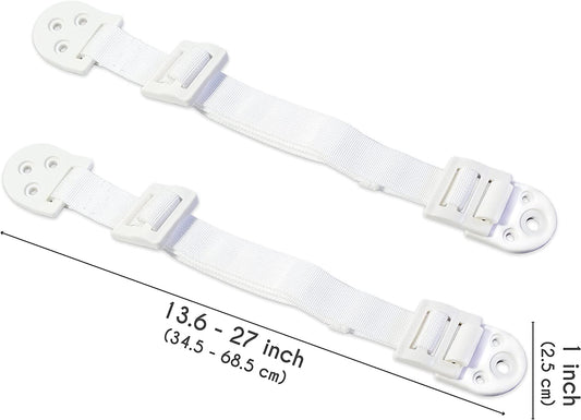 Strap Stop Heavy Duty Plastic TV Safety Straps (Pack of 4) — Made in UK Anti Tip TV & Furniture Straps — Hold Off 400 lbs Load, Essential Hardware Included & Fit Most Flat Screen TVs (White)