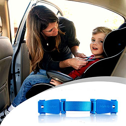 The Original STRAP STOP Anti Escape Car Seat Strap Crash Tested— UK Made, (Blue)