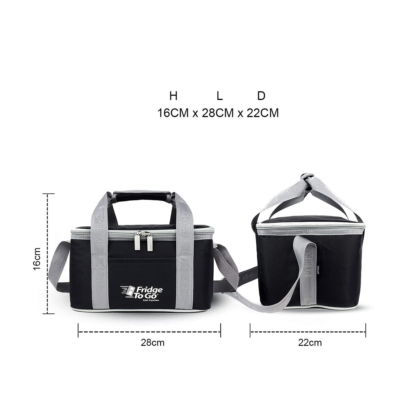 Fridge-To-Go Large Cool Bag with 16hrs Cooling Time (18 Cans/15L) Black