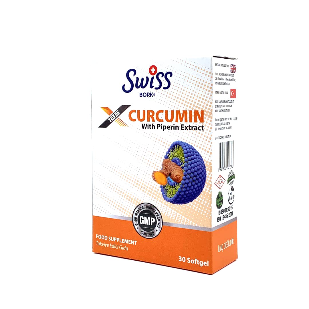 SWISS BORK Turmeric Curcumin Supplement 43023mg (30 Soft Gels)