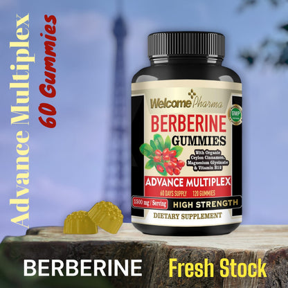 Welcome Pharma Berberine Gummies – High Strength, 120 Gummies (60 Day Supply)