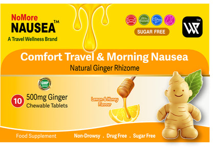 NoMore Nausea™ Ginger Chewable Tablets Honey & Lemon Pack (10)