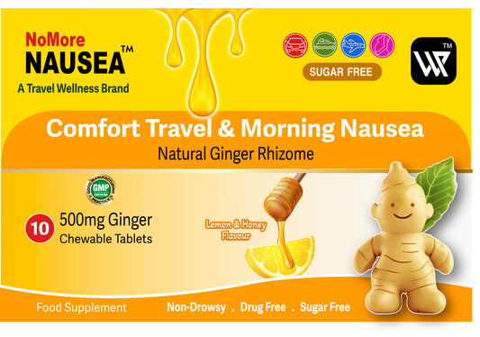 NoMore Nausea™ Ginger Chewable Tablets Honey & Lemon Pack (10)