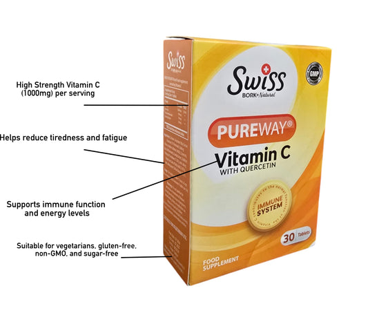 Swiss Bork Natural PureWay® Vitamin C with Quercetin – Immune Support, 1000mg, 30 Tablets