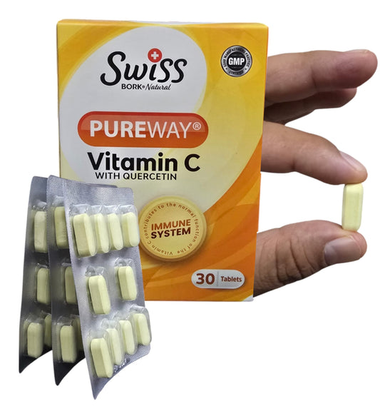 Swiss Bork Natural PureWay® Vitamin C with Quercetin – Immune Support, 1000mg, 30 Tablets
