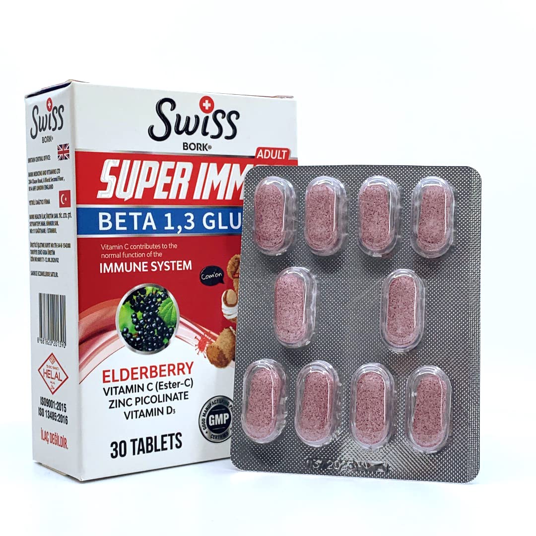 SWISS BORK Elderberry, Zinc & Vitamin C Supplement  30 Tablets
