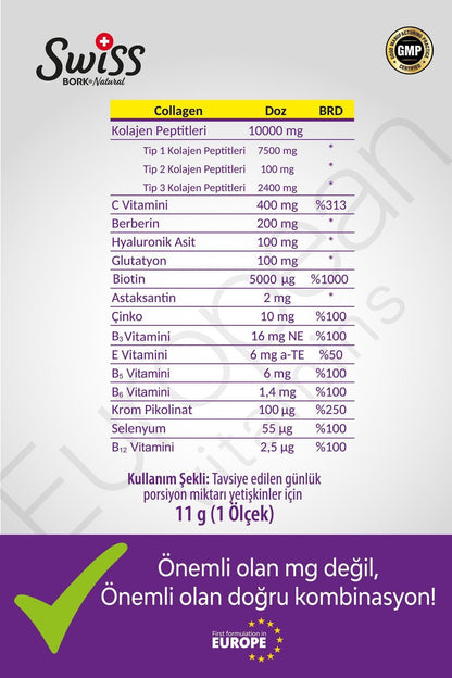 SWISS BORK Collagen Powder 10,000mg (30 Servings)