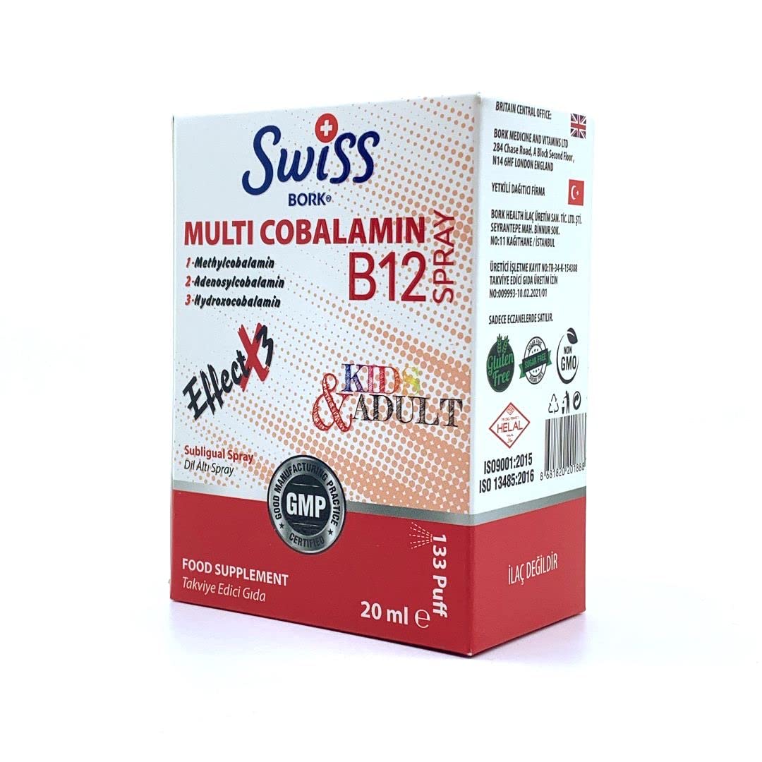 Swiss Bork Multi Cobalamin B12 Spray – Sublingual Vitamin B12 Supplement (Strawberry Flavour)