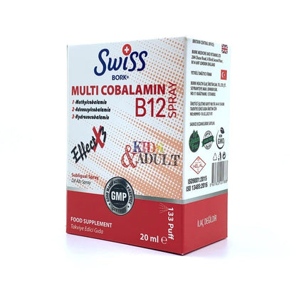Swiss Bork Multi Cobalamin B12 Spray – Sublingual Vitamin B12 Supplement (Strawberry Flavour)