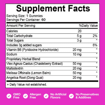 Welcome Pharma PMS Hormone Balance for Women  60 Gummies (Vegan)