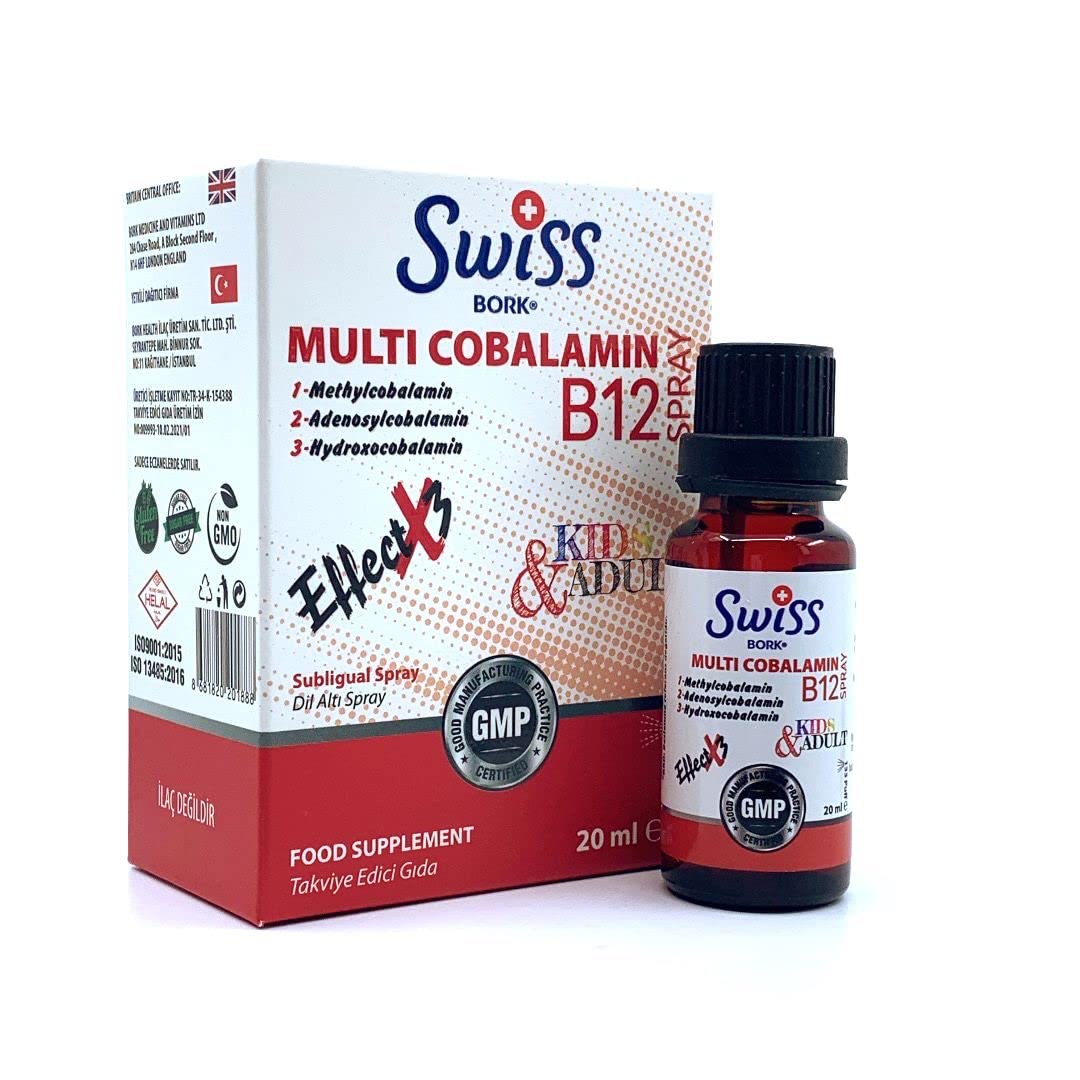 Swiss Bork Multi Cobalamin B12 Spray – Sublingual Vitamin B12 Supplement (Strawberry Flavour)