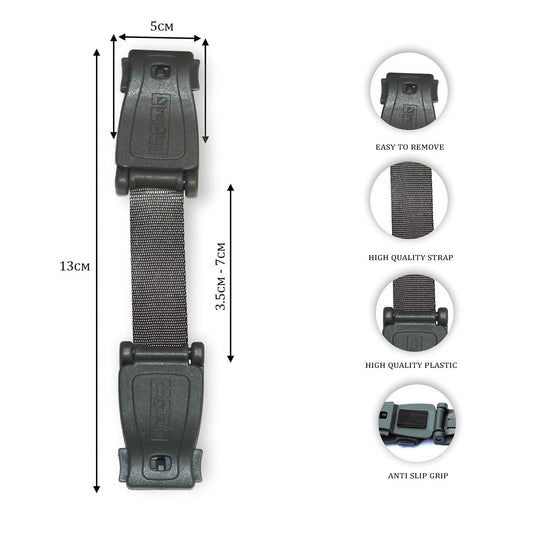 The Original STRAP STOP Anti Escape Car Seat Strap Crash Tested— UK Made, (Grey)