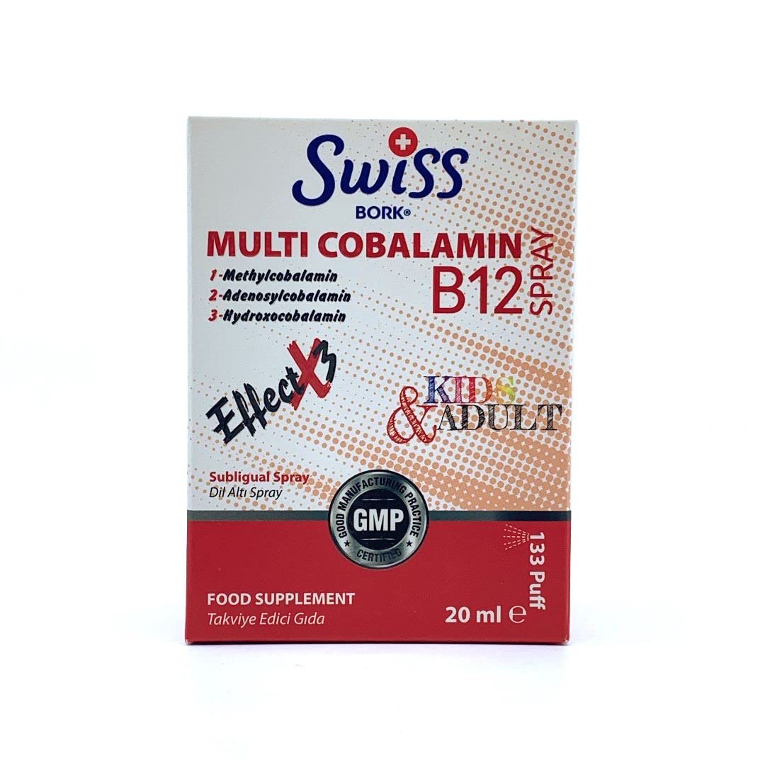 Swiss Bork Multi Cobalamin B12 Spray – Sublingual Vitamin B12 Supplement (Strawberry Flavour)