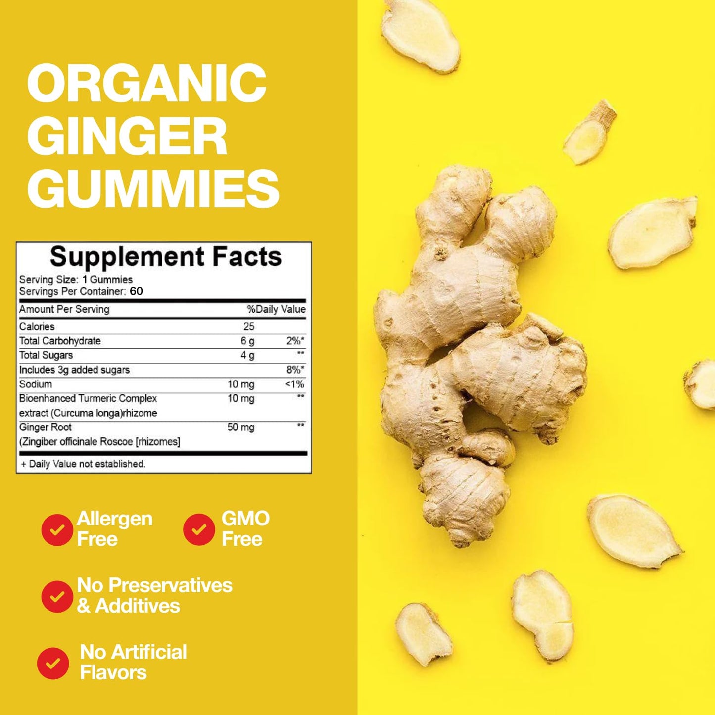 Welcome Pharma Sugar-Free Soothing Ginger 60 Gummies for Nausea & Travel Sickness Relief