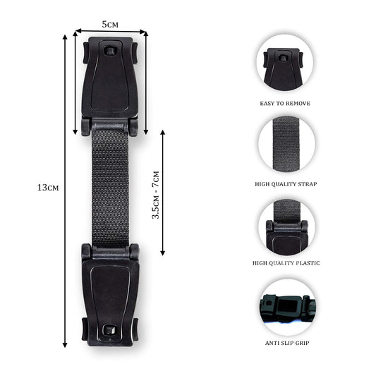 The Original STRAP STOP Anti Escape Car Seat Strap Crash Tested— UK Made, (Black)