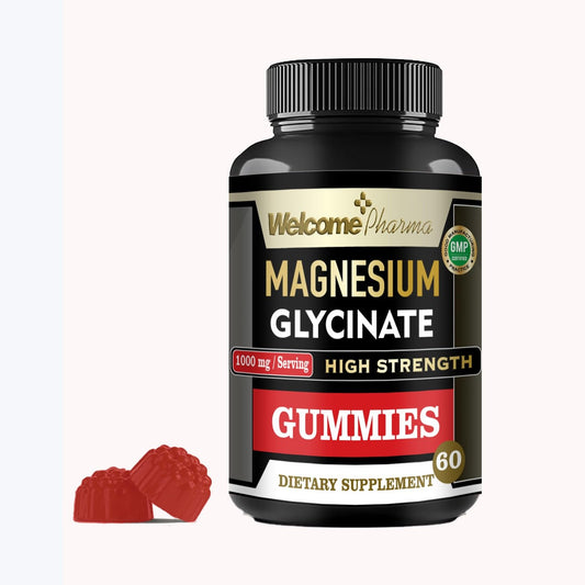 Welcome Pharma Sugar-Free Pure Magnesium Glycinate 60 Gummies — High Strength 1000mg